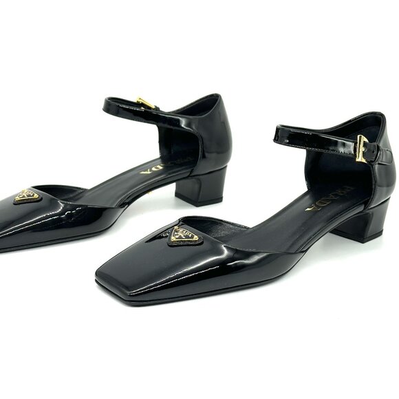 PRADA Modellerie Logo D'Orsay Square Toe Ankle Strap Mary Jane Pumps Heels - Picture 13 of 16
